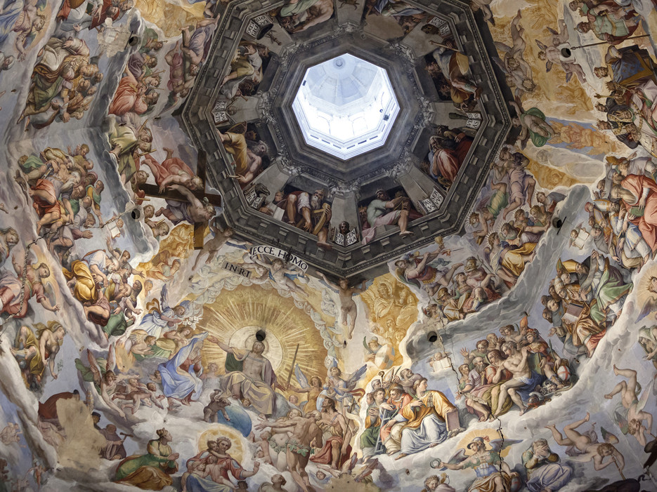 19 May 2014, Florence, Italy --- Dome fresco of The Last Judgement by Giorgio Vasari and Federico Zuccari inside the Duomo, Florence, UNESCO World Heritage Site, Tuscany, Italy, Europe --- Image by © Stuart Black/Robert Harding World Imagery/Corbis