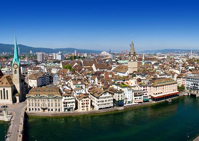 Aerial view of Zurich (Switzerland)