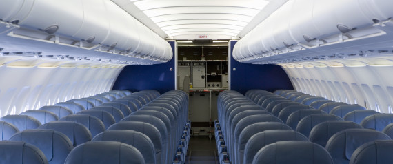 The empty cabin of an airplane