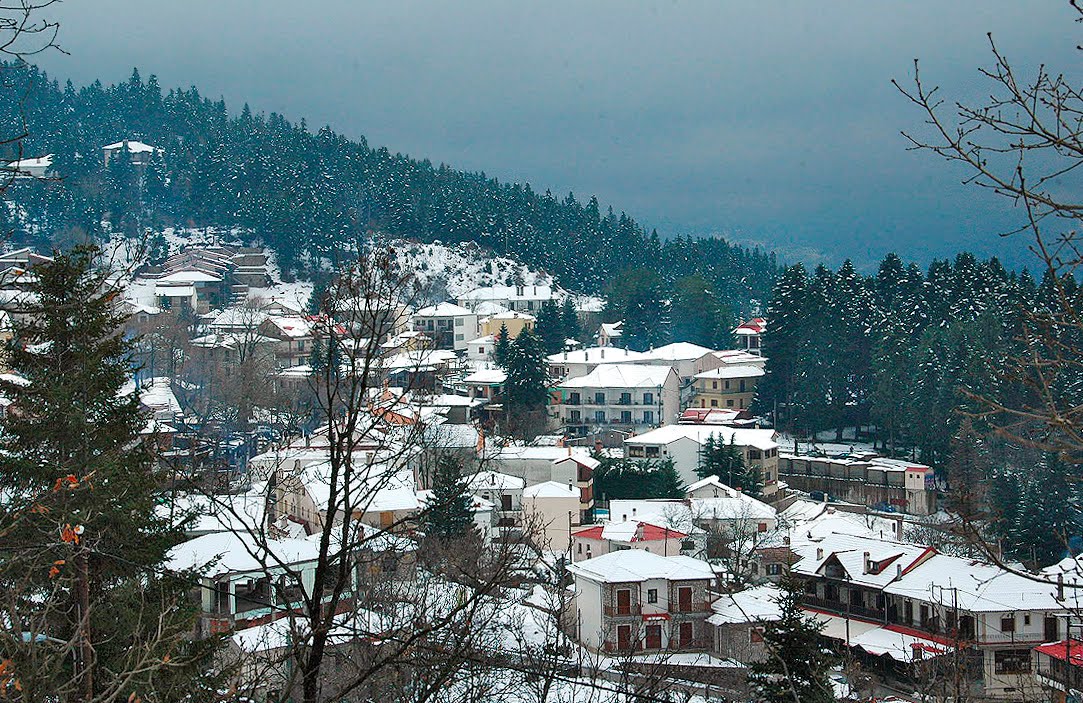 Ελάτη χωριό χιονισμένο
