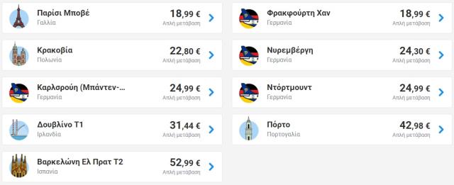Πίνακας προσφορών Ryanair 02-09-2019 - Θεσσαλονίκη 2