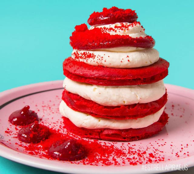 Estrella red velvet pancakes