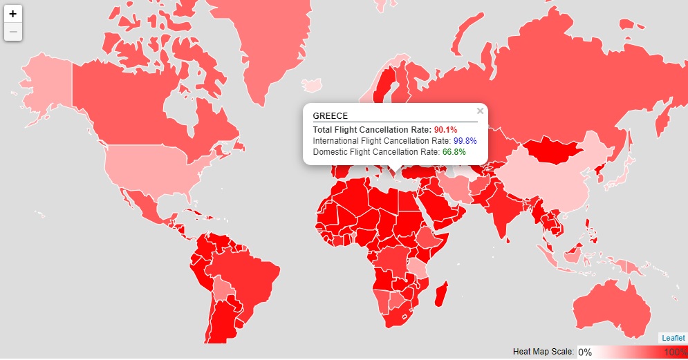 Διαδραστικός χάρτης για τις ακυρώσεις πτήσεων