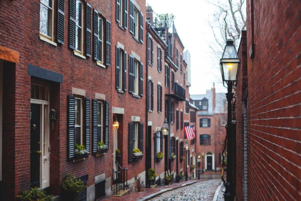 Acorn Street, Boston, Massachusetts, USA