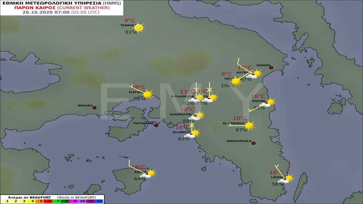 καιρός 26-10 πρόγνωση ΕΜΥ