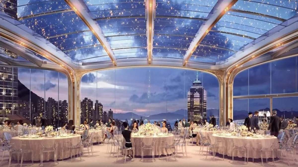 Ουρανοξύστης ορχιδέα Χονγκ Κονγκ εστιατόριο με θέα