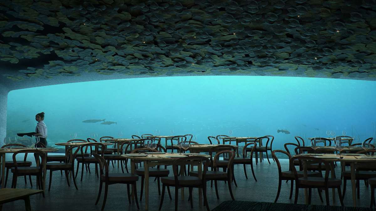 Under εστιατόριο κάτω από τη θάλασσα πανοραμική εσωτερική