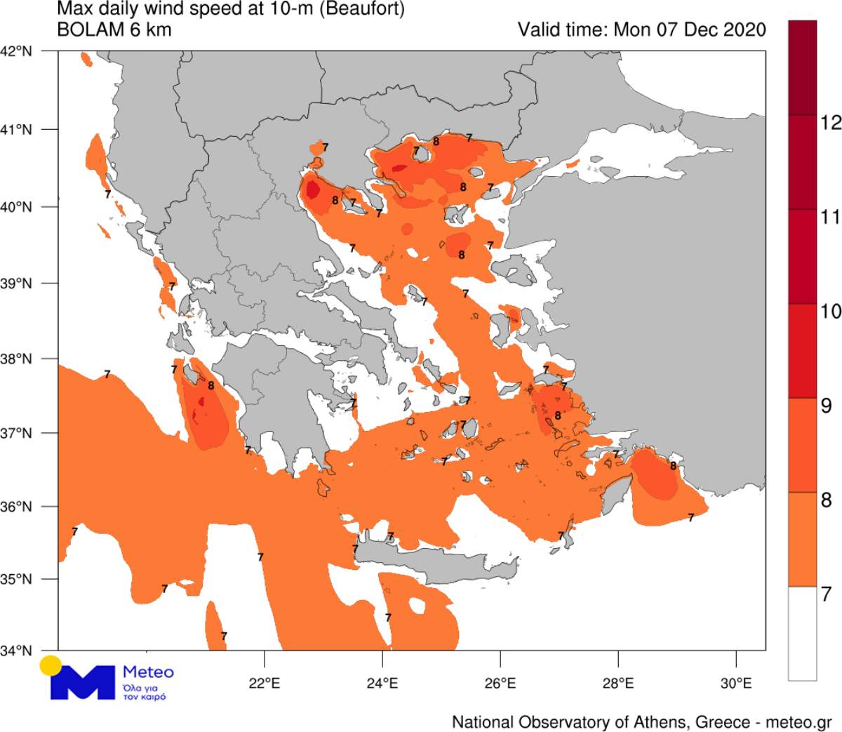 πρόγνωση καιρού 7-12 άνεμοι