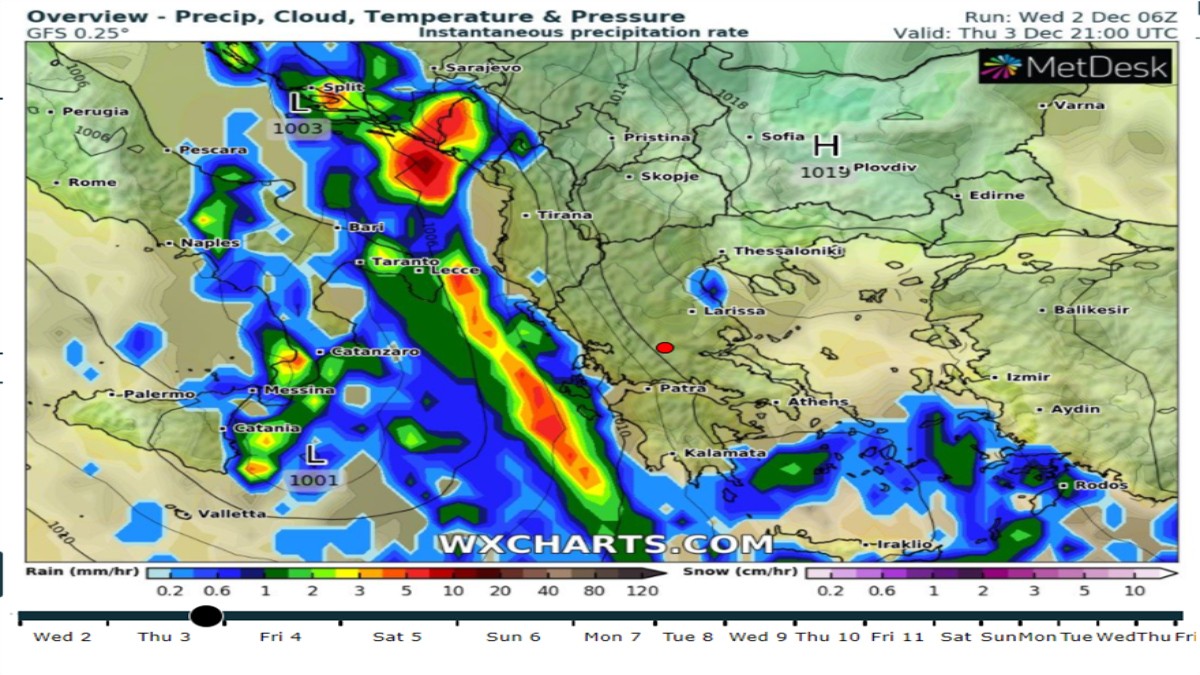 καιρός κακοκαιρία πρόγνωση πέμπτη 3/12