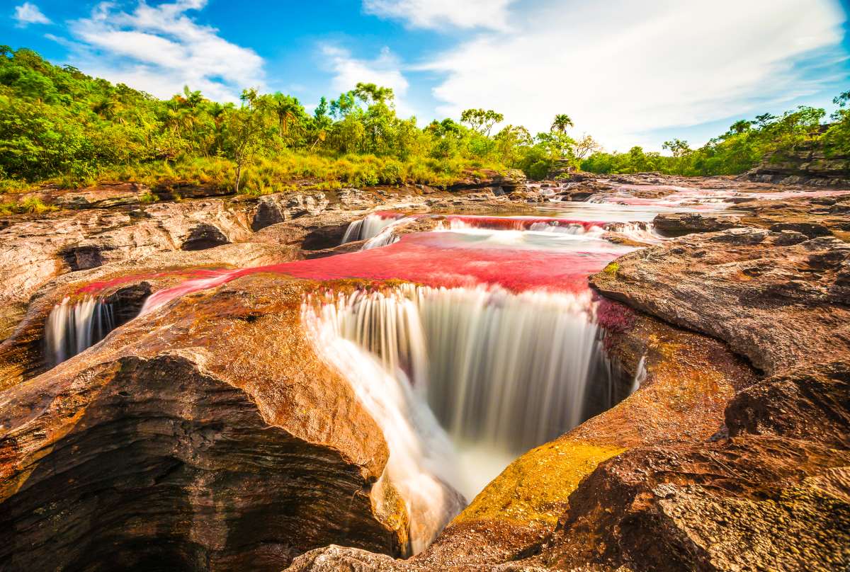 Τα νερά του ποταμού  Cano Cristales  στην Κολομβία είναι σε όλες τις αποχρώσεις του κόκκινου