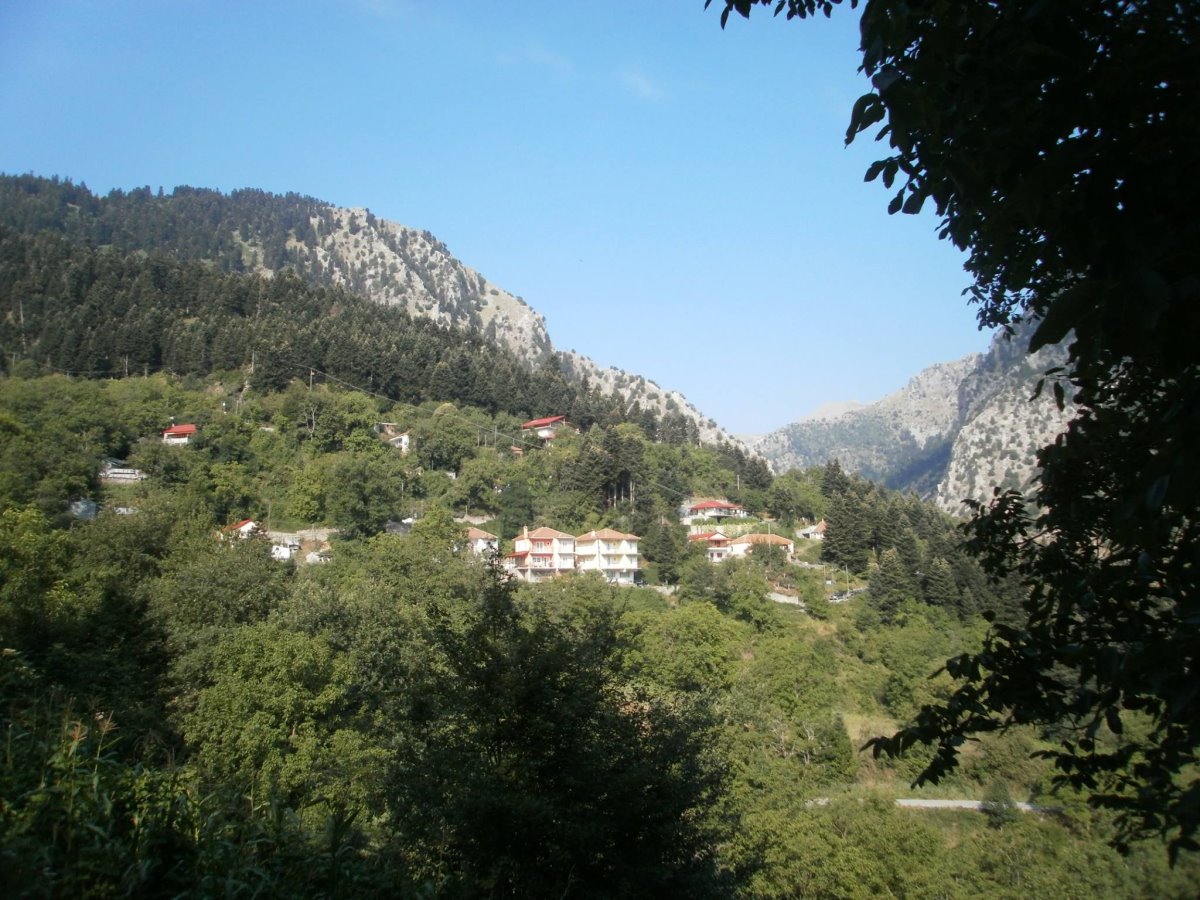 Σπίτια στα καταπράσινα Πετράλωνα Ευρυτανίας