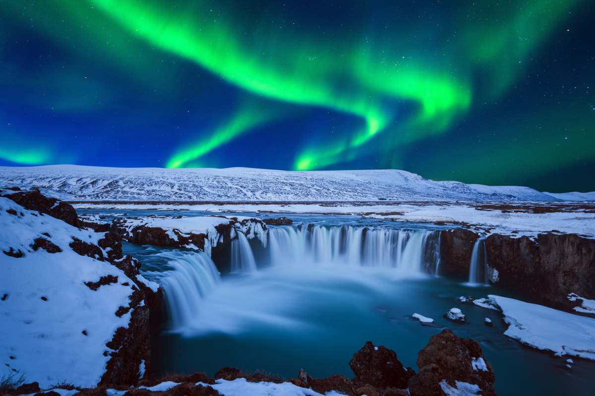 Καταρράκτες Godafoss και Βόρειο Σέλας, Ισλανδία