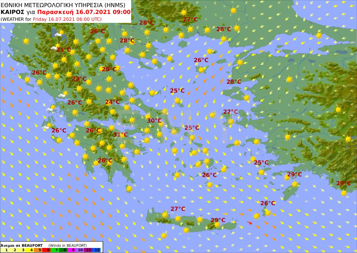 πρόγνωση καιρού 16/7