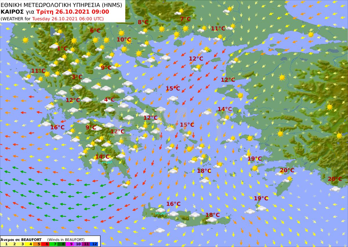 καιρός 26/10