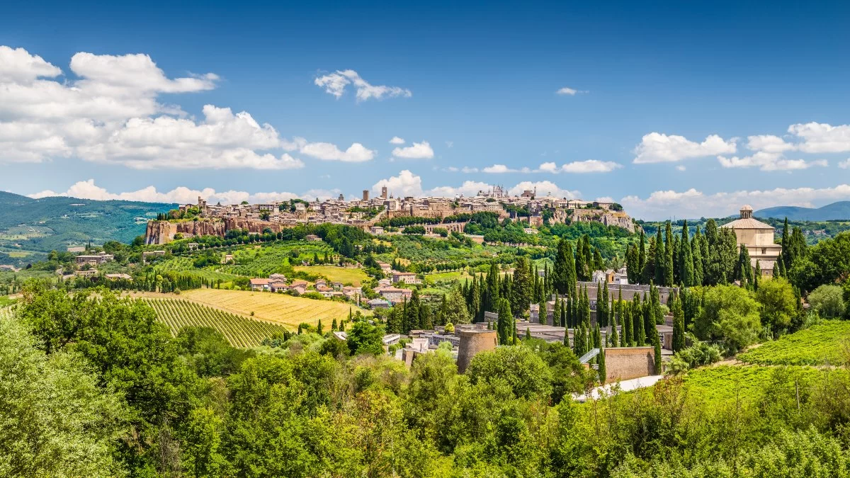 Όμορφη θέα της παλιάς πόλης Orvieto, Umbria