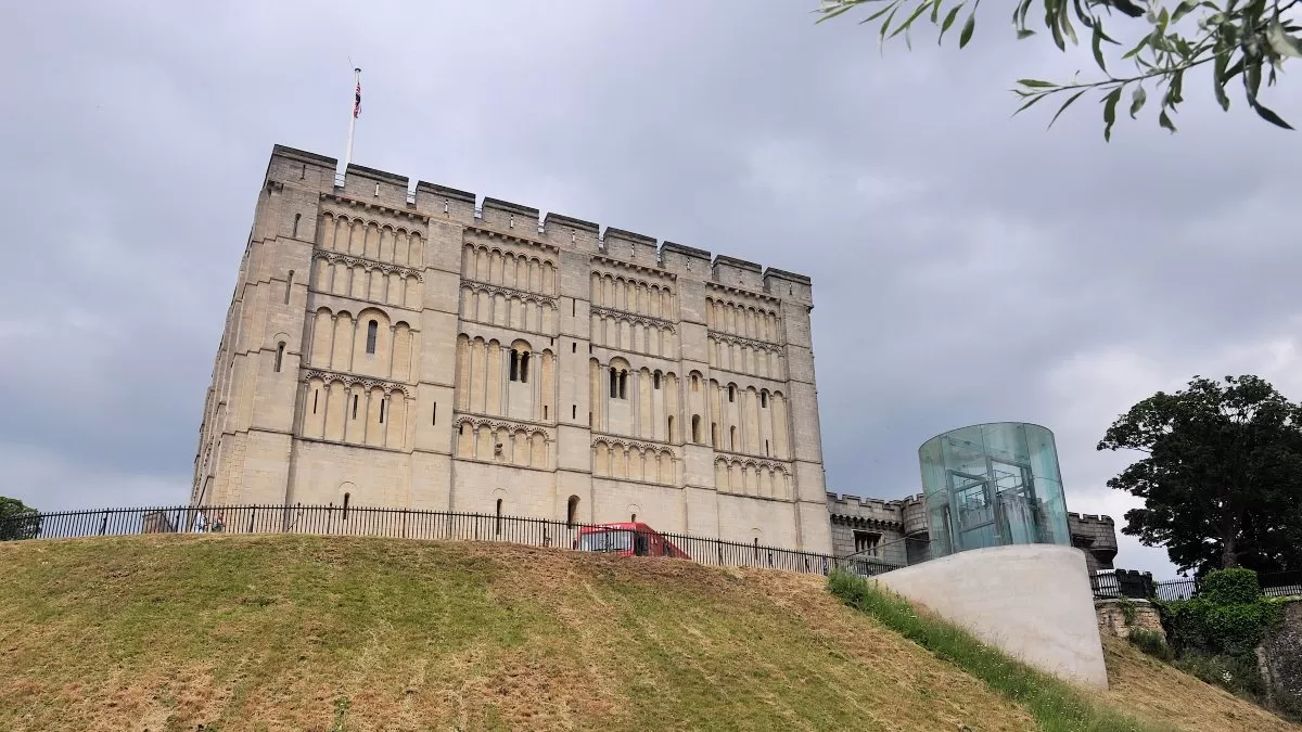 The historic Norwich Castle in the city of Norwich Norfolk.